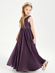 Chic Elegant Sleeveless Dresses for Junior Bridesmaids Plum