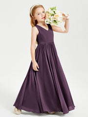 Chic Elegant Sleeveless Dresses for Junior Bridesmaids Plum