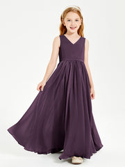 Chic Elegant Sleeveless Dresses for Junior Bridesmaids Plum