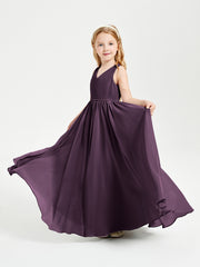 Chic Elegant Sleeveless Dresses for Junior Bridesmaids Plum