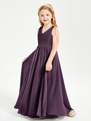 Chic Elegant Sleeveless Dresses for Junior Bridesmaids Plum