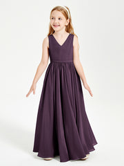 Chic Elegant Sleeveless Dresses for Junior Bridesmaids Plum