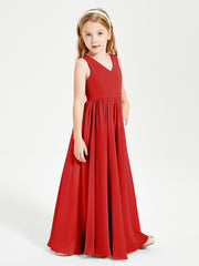 Chic Elegant Sleeveless Dresses for Junior Bridesmaids Red