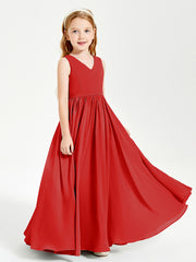Chic Elegant Sleeveless Dresses for Junior Bridesmaids Red