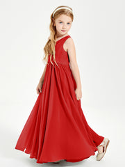 Chic Elegant Sleeveless Dresses for Junior Bridesmaids Red