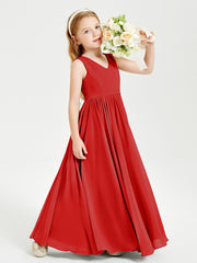 Chic Elegant Sleeveless Dresses for Junior Bridesmaids Red
