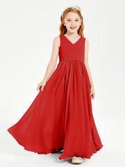 Chic Elegant Sleeveless Dresses for Junior Bridesmaids Red
