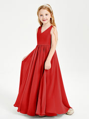 Chic Elegant Sleeveless Dresses for Junior Bridesmaids Red