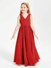 Chic Elegant Sleeveless Dresses for Junior Bridesmaids Red