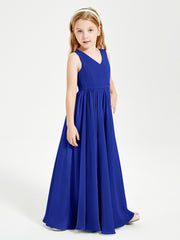 Chic Elegant Sleeveless Dresses for Junior Bridesmaids Royal Blue
