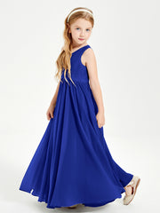 Chic Elegant Sleeveless Dresses for Junior Bridesmaids Royal Blue