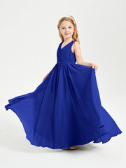 Chic Elegant Sleeveless Dresses for Junior Bridesmaids Royal Blue