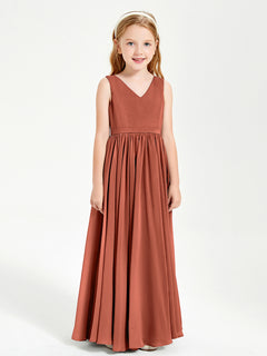 Chic Elegant Sleeveless Dresses for Junior Bridesmaids Rust