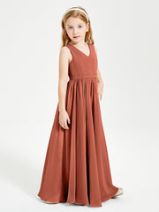 Chic Elegant Sleeveless Dresses for Junior Bridesmaids Rust