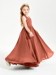 Chic Elegant Sleeveless Dresses for Junior Bridesmaids Rust