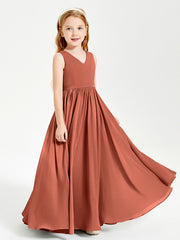 Chic Elegant Sleeveless Dresses for Junior Bridesmaids Rust