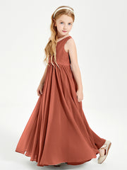 Chic Elegant Sleeveless Dresses for Junior Bridesmaids Rust