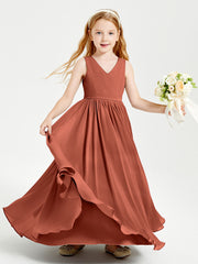 Chic Elegant Sleeveless Dresses for Junior Bridesmaids Rust