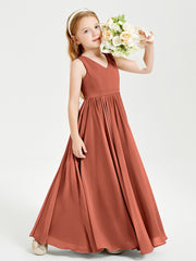 Chic Elegant Sleeveless Dresses for Junior Bridesmaids Rust