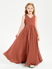 Chic Elegant Sleeveless Dresses for Junior Bridesmaids Rust