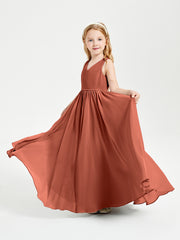 Chic Elegant Sleeveless Dresses for Junior Bridesmaids Rust