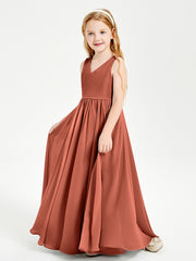 Chic Elegant Sleeveless Dresses for Junior Bridesmaids Rust