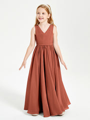 Chic Elegant Sleeveless Dresses for Junior Bridesmaids Rust