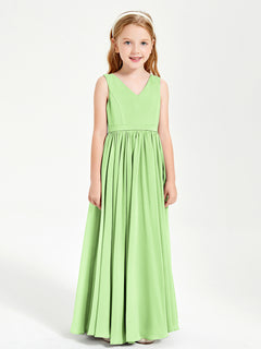 Chic Elegant Sleeveless Dresses for Junior Bridesmaids Sage