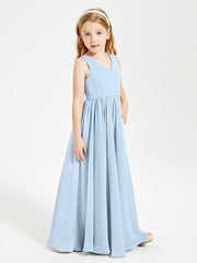 Chic Elegant Sleeveless Dresses for Junior Bridesmaids Sky Blue