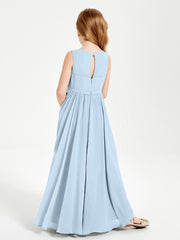 Chic Elegant Sleeveless Dresses for Junior Bridesmaids Sky Blue