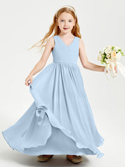 Chic Elegant Sleeveless Dresses for Junior Bridesmaids Sky Blue