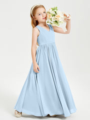 Chic Elegant Sleeveless Dresses for Junior Bridesmaids Sky Blue