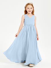 Chic Elegant Sleeveless Dresses for Junior Bridesmaids Sky Blue