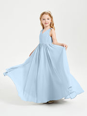 Chic Elegant Sleeveless Dresses for Junior Bridesmaids Sky Blue