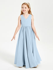 Chic Elegant Sleeveless Dresses for Junior Bridesmaids Sky Blue