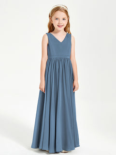 Chic Elegant Sleeveless Dresses for Junior Bridesmaids Slate Blue