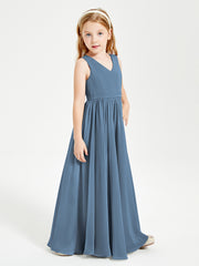 Chic Elegant Sleeveless Dresses for Junior Bridesmaids Slate Blue