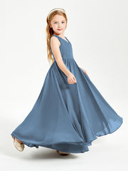 Chic Elegant Sleeveless Dresses for Junior Bridesmaids Slate Blue