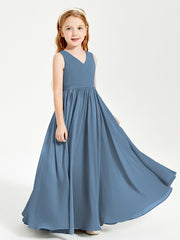 Chic Elegant Sleeveless Dresses for Junior Bridesmaids Slate Blue