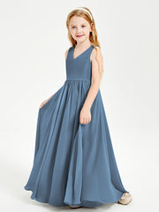 Chic Elegant Sleeveless Dresses for Junior Bridesmaids Slate Blue