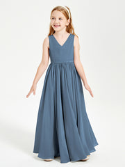 Chic Elegant Sleeveless Dresses for Junior Bridesmaids Slate Blue