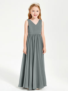 Chic Elegant Sleeveless Dresses for Junior Bridesmaids Steel Grey