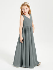 Chic Elegant Sleeveless Dresses for Junior Bridesmaids Steel Grey