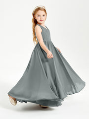 Chic Elegant Sleeveless Dresses for Junior Bridesmaids Steel Grey