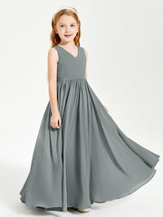 Chic Elegant Sleeveless Dresses for Junior Bridesmaids Steel Grey