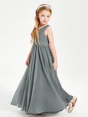 Chic Elegant Sleeveless Dresses for Junior Bridesmaids Steel Grey