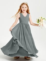 Chic Elegant Sleeveless Dresses for Junior Bridesmaids Steel Grey