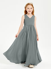 Chic Elegant Sleeveless Dresses for Junior Bridesmaids Steel Grey