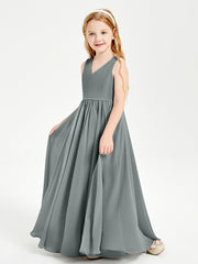 Chic Elegant Sleeveless Dresses for Junior Bridesmaids Steel Grey