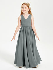 Chic Elegant Sleeveless Dresses for Junior Bridesmaids Steel Grey